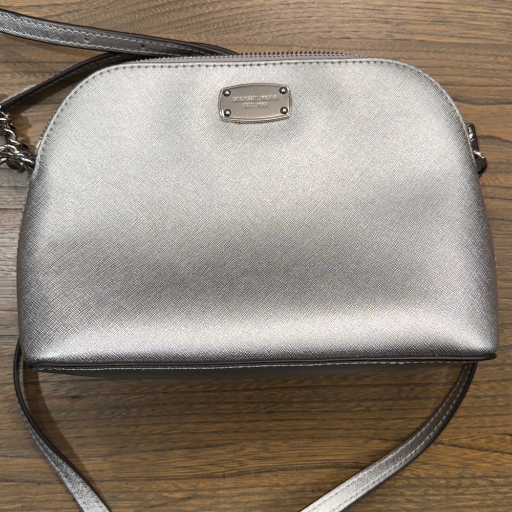 Michael Kors Silver Metallic Crossbody Purse
